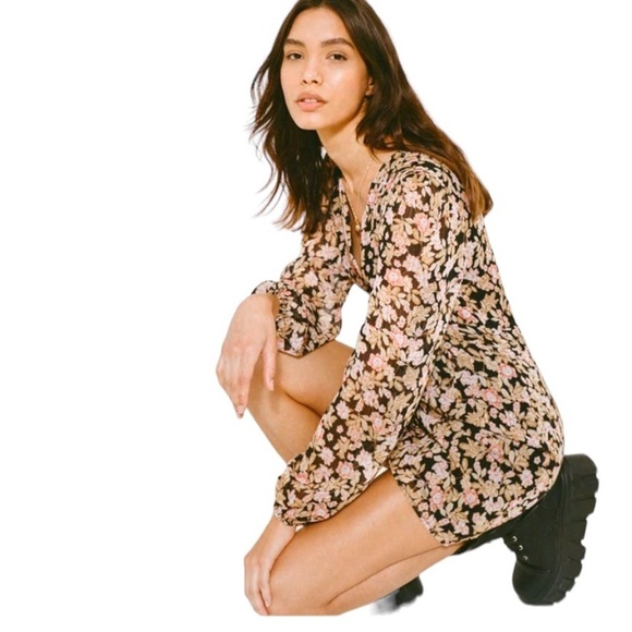 Nasty GAL Floral Chiffon Print V Neck Mini Party Evening Tea Dress Sz US8 Cute - Picture 5 of 16